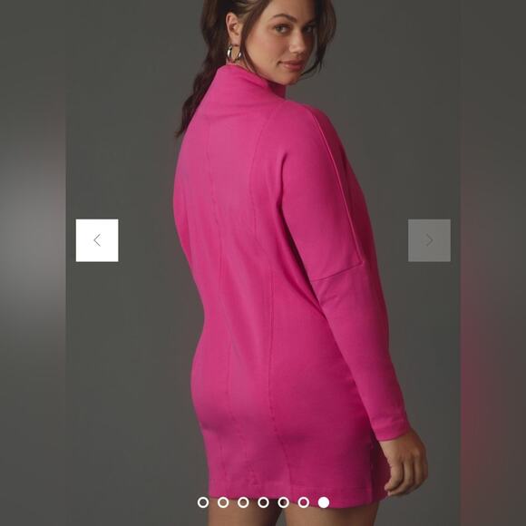 Daily Practice Anthropologie Long Sleeve Mock Neck Knit Mini Dress Pink Medium - Picture 3 of 13